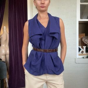 MaxMara Deep Blue Sleeveless Blouse SZS EU36